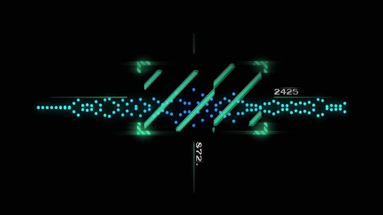 On load data dashboard shifting teal bars, flowing blue dots updating metrics for live monitoring