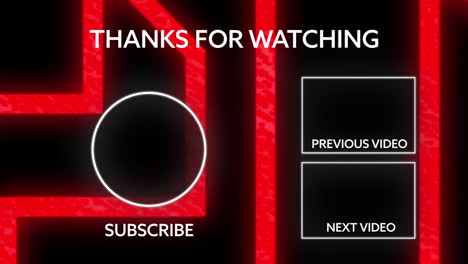 animated website outro with subscription prompts on a neon-themed background.