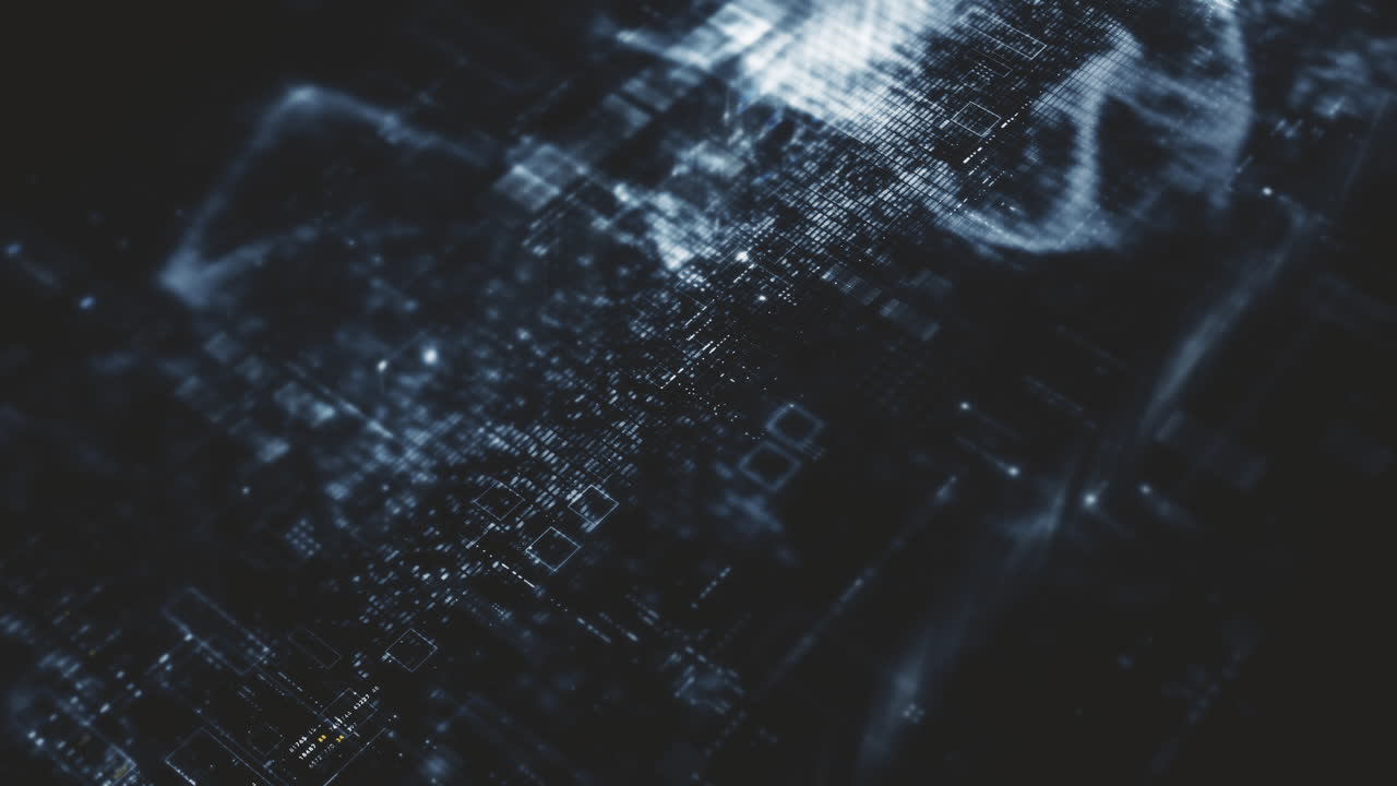 Futuristic screen display matrix, hi-tech digital data telemetry with encrypted numbers, display dynamic background for computer desktop screen display format