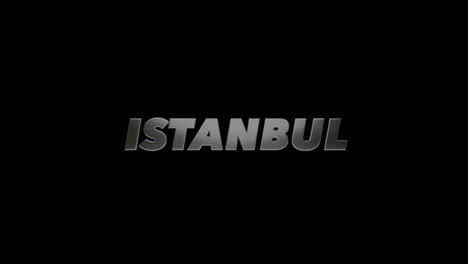 Stadt-Istanbul,-Türkei,-3D-Grafiktitel,-Look-Aus-Gebürstetem-Stahl,-Füllung-Und-Alphakanal