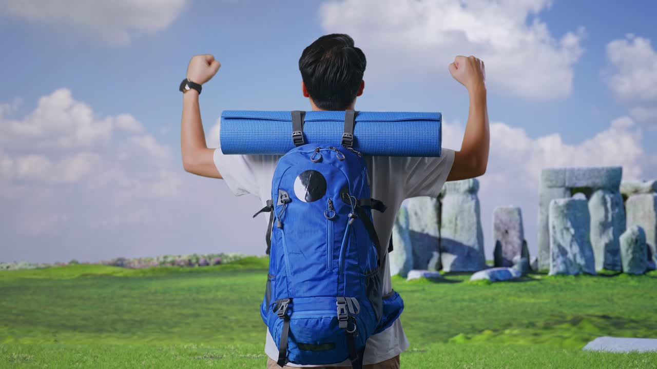 Happy Traveler at Stonehenge