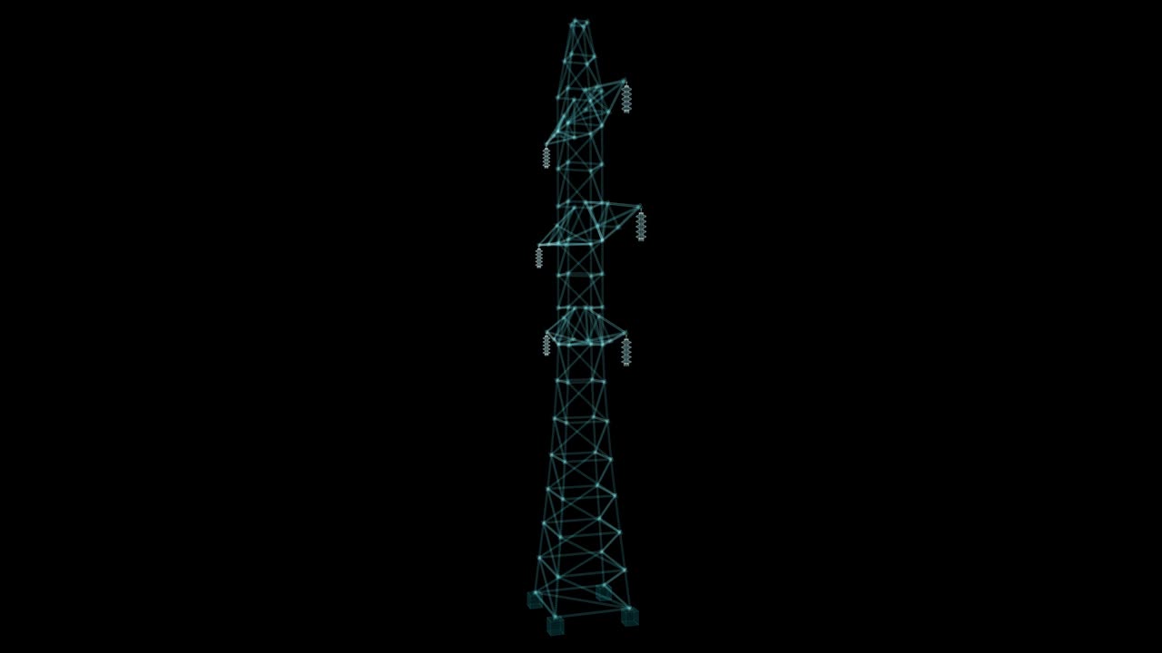 High voltage electric tower Hologram. Energy and Technology Concept
