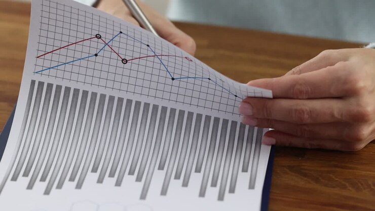 A person analyzing financial reports or business data