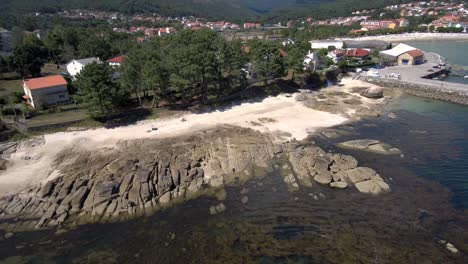 aerial view of esteiro beach rocks and town