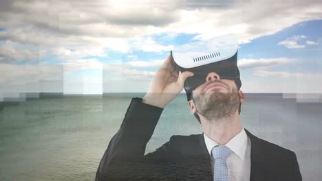 hombre usando vr video