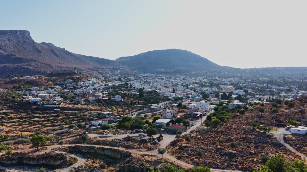 Aerial View of a Town in a Mountainous Landscape