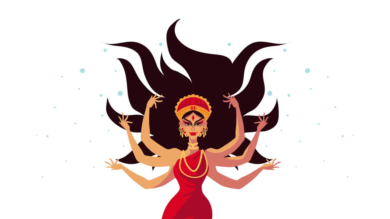 feliz animación de navratri con la diosa
