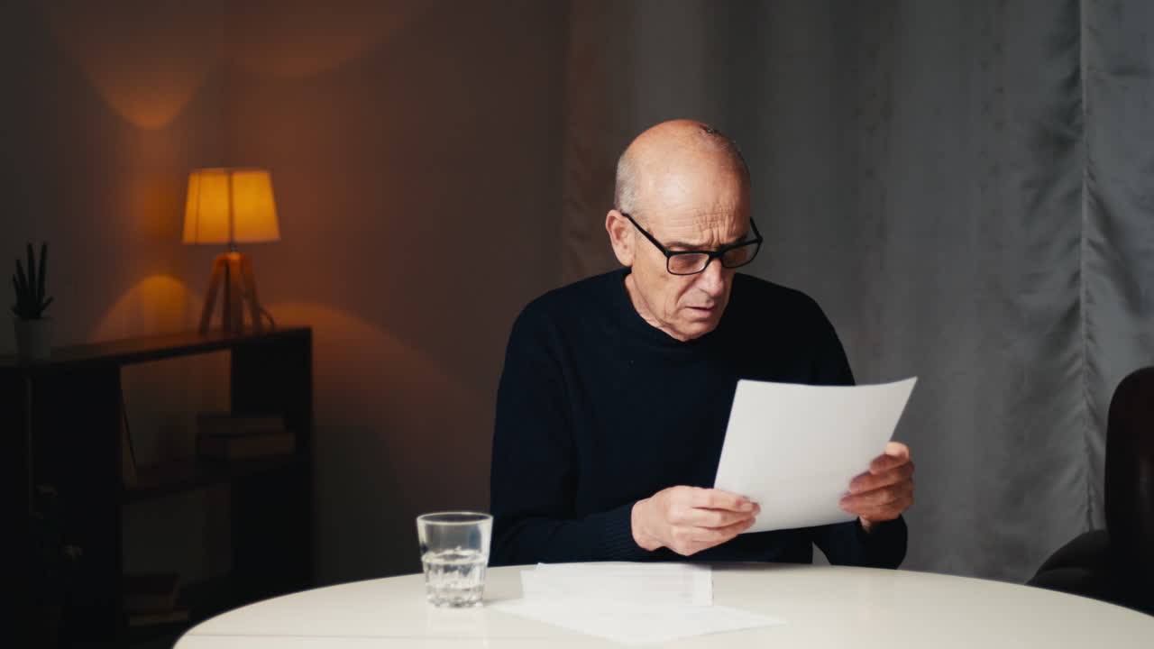 el hombre mira las facturas en aumento