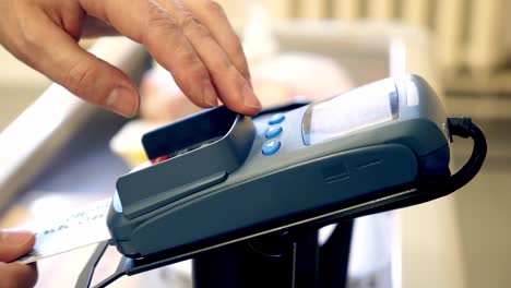 shopping and e-payment with card in the terminal.