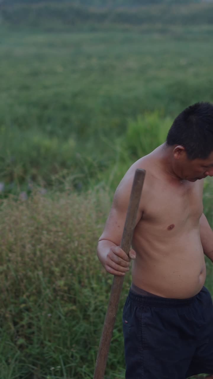Man working in a rice field