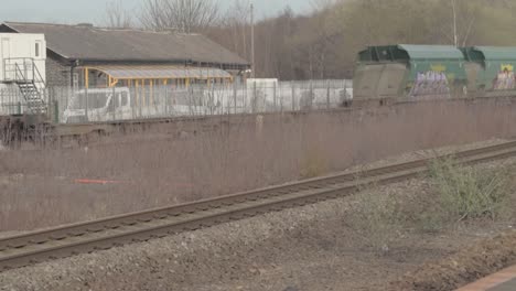 decorated painted train passes by