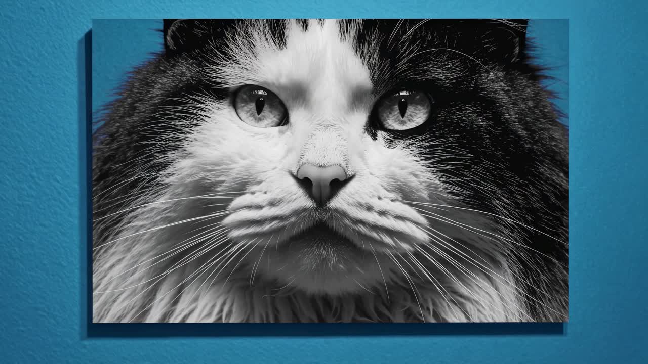 Portrét černé a bílé kočky