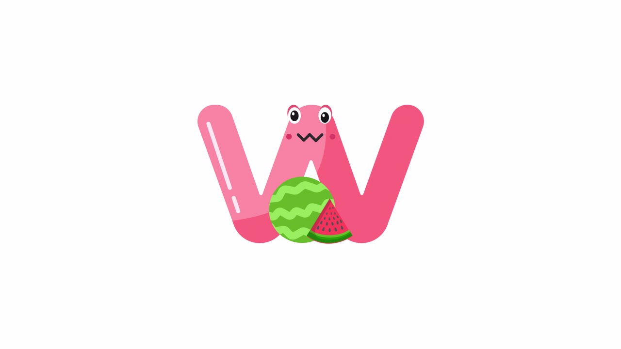 Lettera W animata con anguria