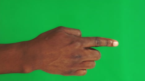 set 15 gestures for controlling the touch screen with a male black hand on a green screen