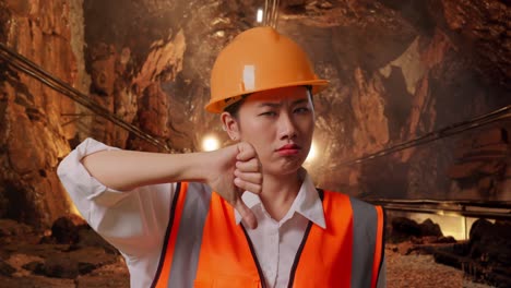 disappointed female miner