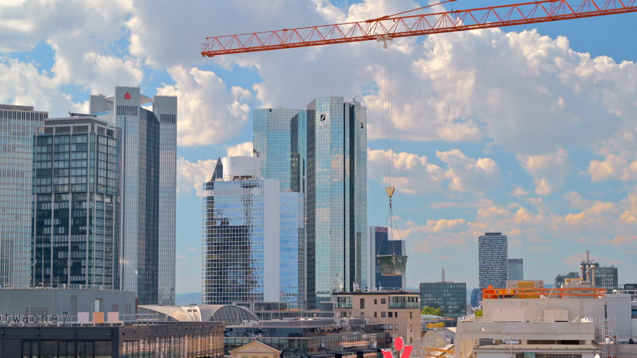 Frankfurt, Germany - November 13, 2022: View of skyscrapers from the Main Tower Observation Platform