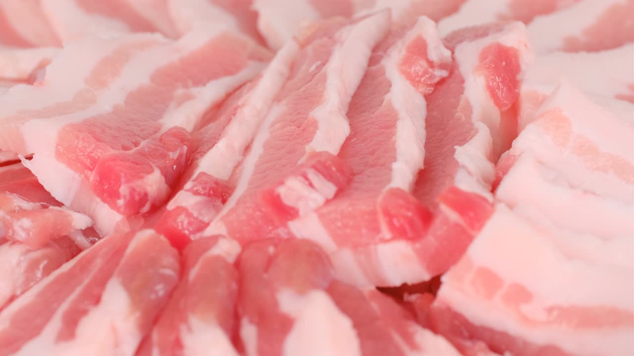 돼지고기 갈비 큰 접시 둥근, 비디오 클립