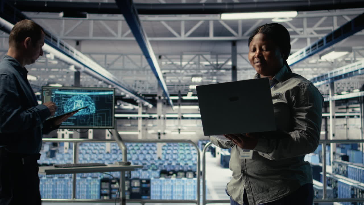 Data Center Supervisor On Industrial Platform Working To Improve Ai Rigs