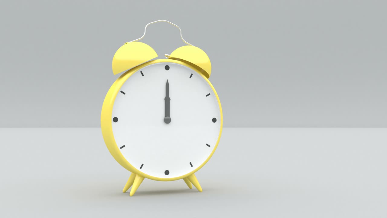 회색 뒷면에 노란색 시계, 미니멀한 아이디어, 3d 모형, 세련된 플, 미니말리즘 커버 영상