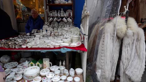 vintage and antique treasures at outdoor market stall