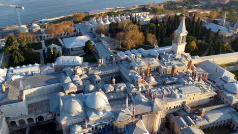 aerial view of topkapi palace and historical peninsula in istanbul. 4k footage in turkey