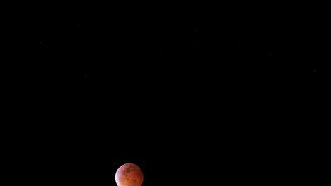 superluna de sangre de lobo moviéndose a través del cielo colores rojo y naranja con fondo oscuro
