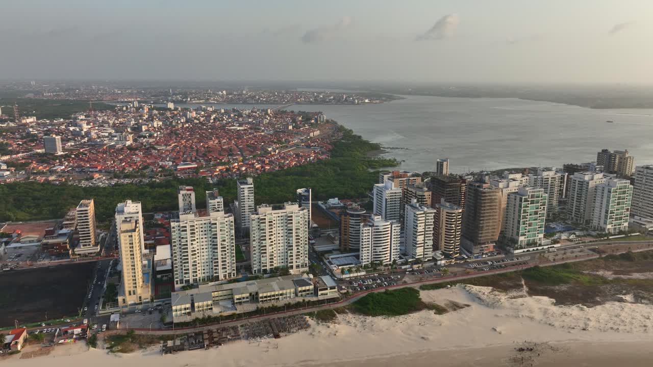 Modern beachside skyline with cityscape and coastline in Sao Luis, Brazil