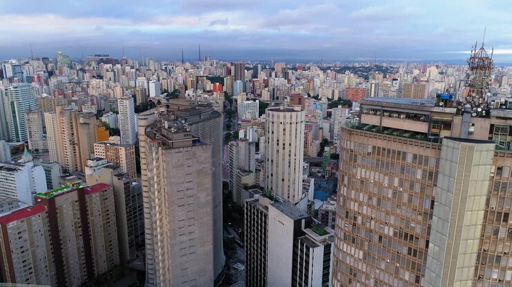 Vista aérea do centro de São Paulo, Brasil.