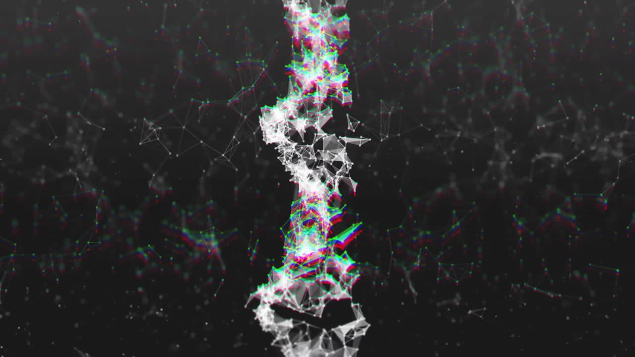 연결과 함께 검은색 배경에 있는 dna의 애니메이션