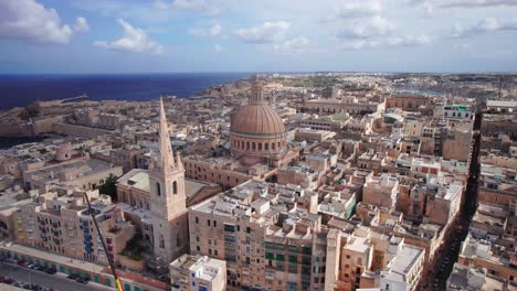 close aerial of basilica of our lady in valletta, malta