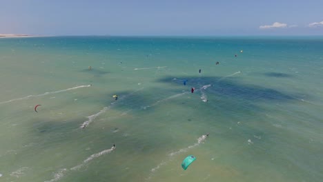 kitesurfers riding in front of the cumbuco kitesurf spot