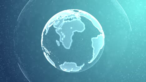 el canal alfa de animación de bucle de red giratorio de la tierra digital azul 3d.