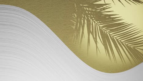 white plaster wave below green texture background with palm frond shadow