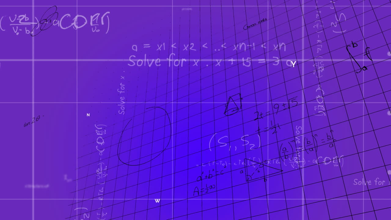 Animation of triangles and network of connections on blue background