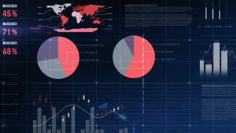 animación del procesamiento de datos sobre fondo azul