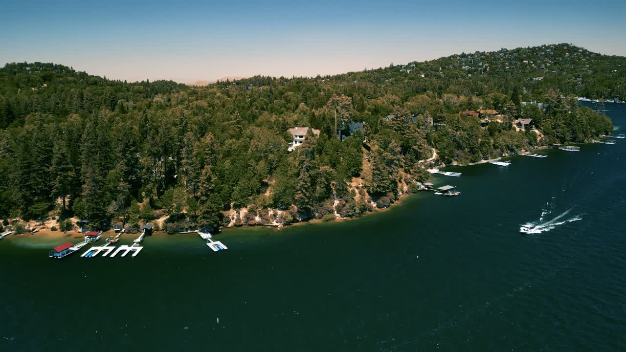 Gliding over Lake Arrowhead towards the shore
