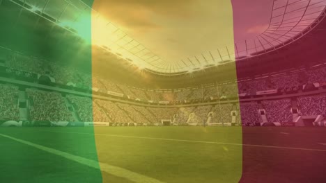 Animation-of-waving-mali-flag-against-view-of-a-sports-stadium