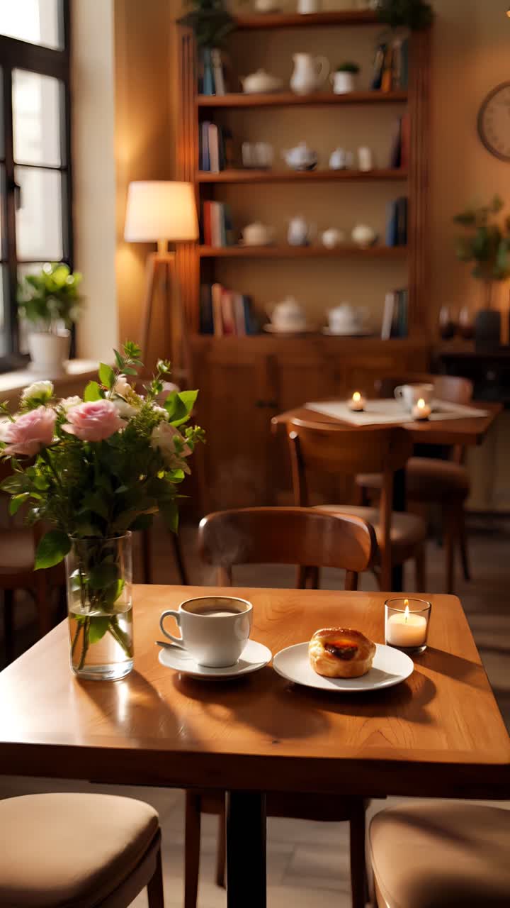 Interno di caffè estetico con atmosfera accogliente 4K