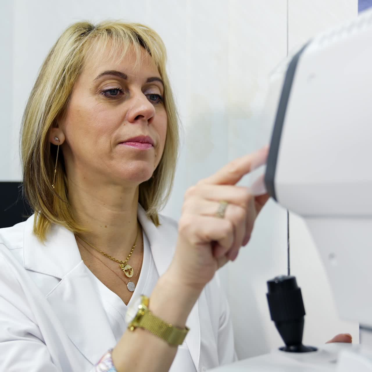 Doctor and patient in ophthalmology clinic
