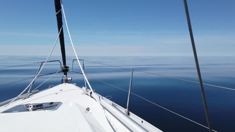 lake michigan sailboat on clear water across lake or ocean no waves and clear skies