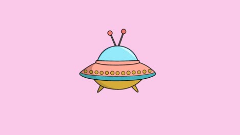 video animado de un avión ufo volando más allá de las estrellas