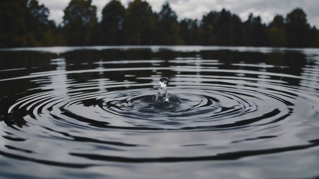 Water Drop Splash in a Lake