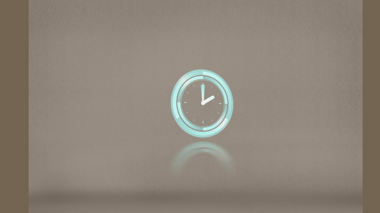 Animazione di un orologio in movimento su sfondo marrone.