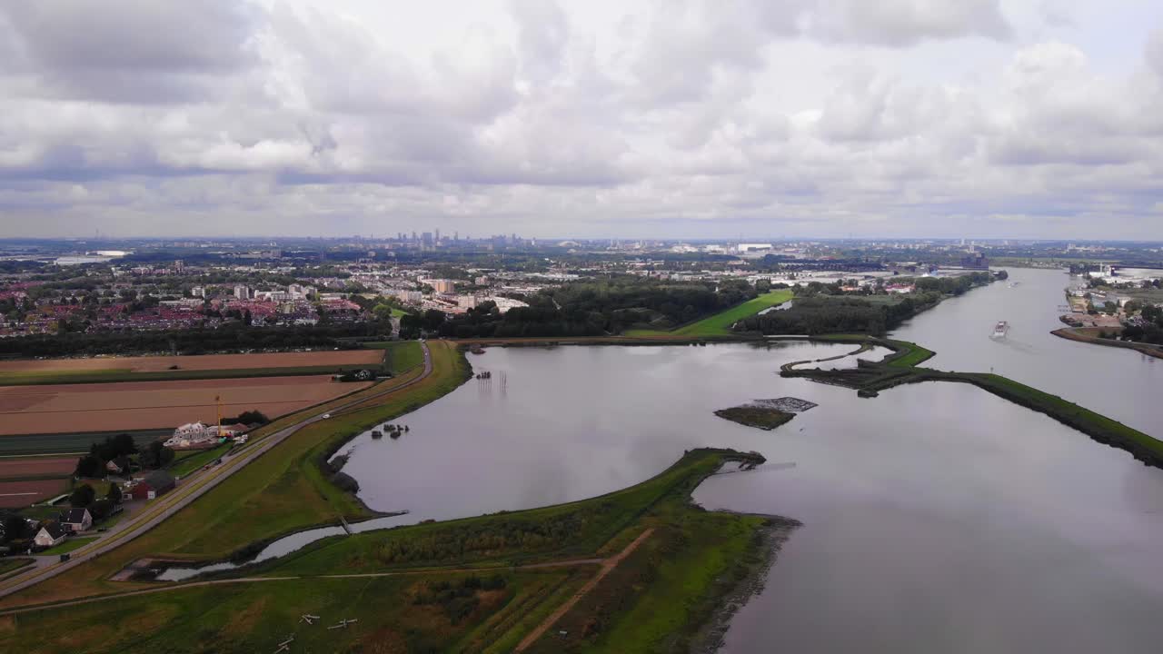 강 noord 옆 네덜란드에서 ridderkerk에서 침수 crezeepolder 자연 보호구에 공중