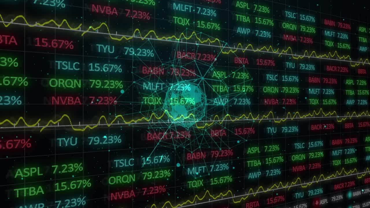 mercado de valores con la esfera de la red digital.