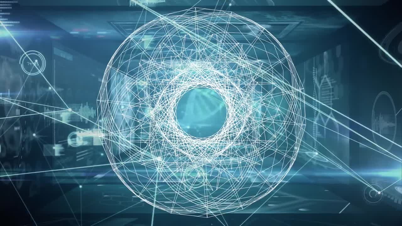 이 비디오에는 연결 라인이 있는 반이는 그래프 인터페이스가 있습니다.