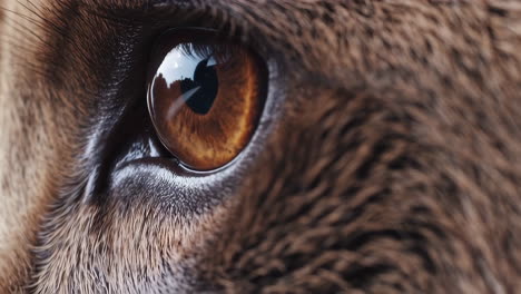 close-up of an animal's brown eye with fur detail