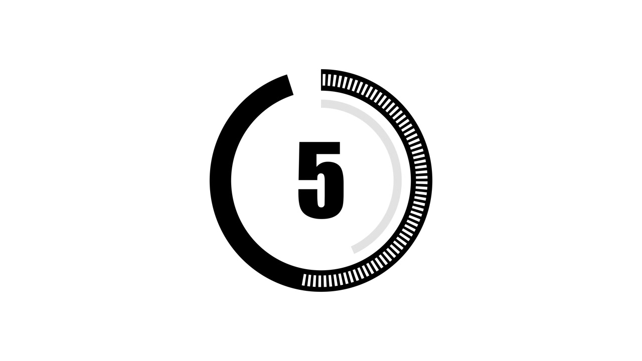 Animated Countdown Timer from Ten to Zero on White Background