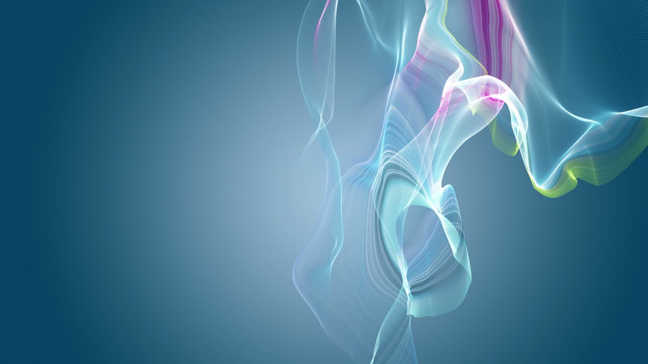 천천히 움직이는 입자 파동 물체와 텍스트를위한 공간, 4096x2304 루프 4k