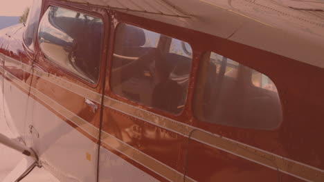 Close-up-view-of-an-airplane-parked-at-an-airport